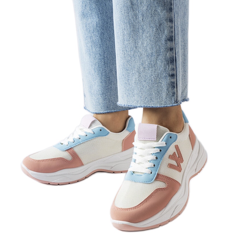 Scarpe da ginnastica bianche, rosa e blu di Teresio bianca