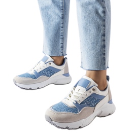 Scarpe blu e bianche con dettagli argento di Rio bianco