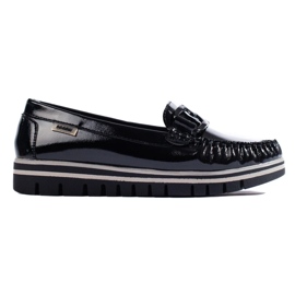 Mocassini con plateau Shelovet in vernice nera nero
