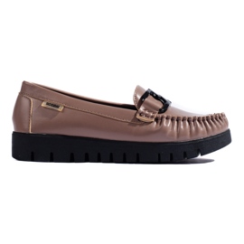 Mocassini con plateau Shelovet da donna di colore beige scuro