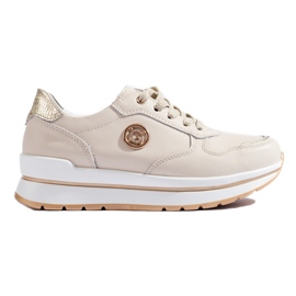 Sneakers con plateau in pelle beige di Shelovet