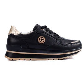 Scarpe da ginnastica con plateau in pelle nera di Shelovet nero