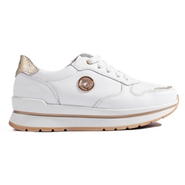 Scarpe da ginnastica con plateau in pelle bianca di Shelovet bianco