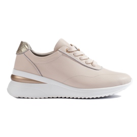 Sneakers con zeppa in pelle beige di Shelovet