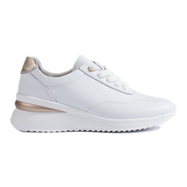 SHELOVET Sneakers con zeppa Welovet da donna in pelle bianca