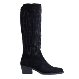 Stivali da cowboy Shelovet in pelle scamosciata nera nero