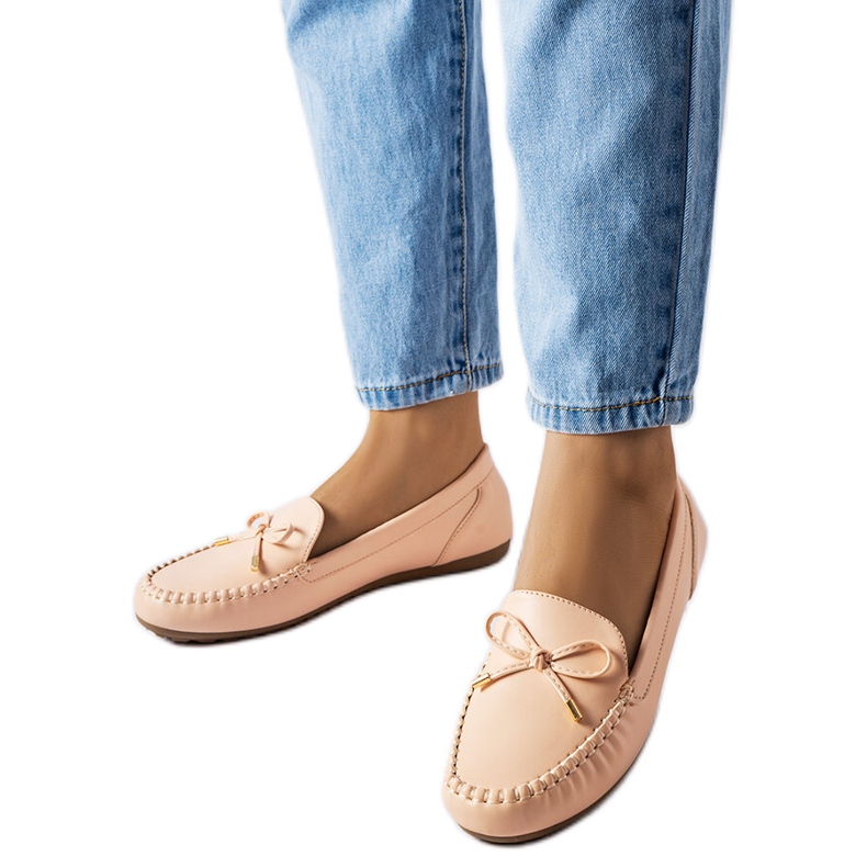 Mocassini Via Foria con fiocco beige