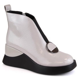 Stivali con zeppa da donna grigi D&amp;A S.Barski Collezione Premium MR870-36 grigio