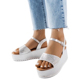 Sandali con plateau traforati color argento di Stockton
