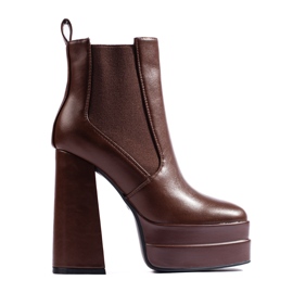 Stivali Shelovet marroni con plateau e elastico marrone