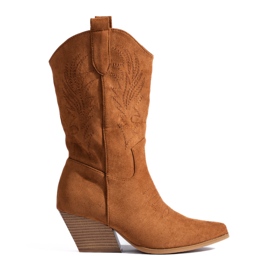 Stivali da cowboy da donna in pelle scamosciata marrone Shelovet
