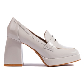 Scarpe con tacco alto Shelovet in vernice color grigio chiaro