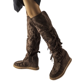 Stivali marroni con zeppa di Cascia marrone