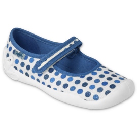 Pantofole per bambini Befado con velcro, pois 114Y495, blu e bianco