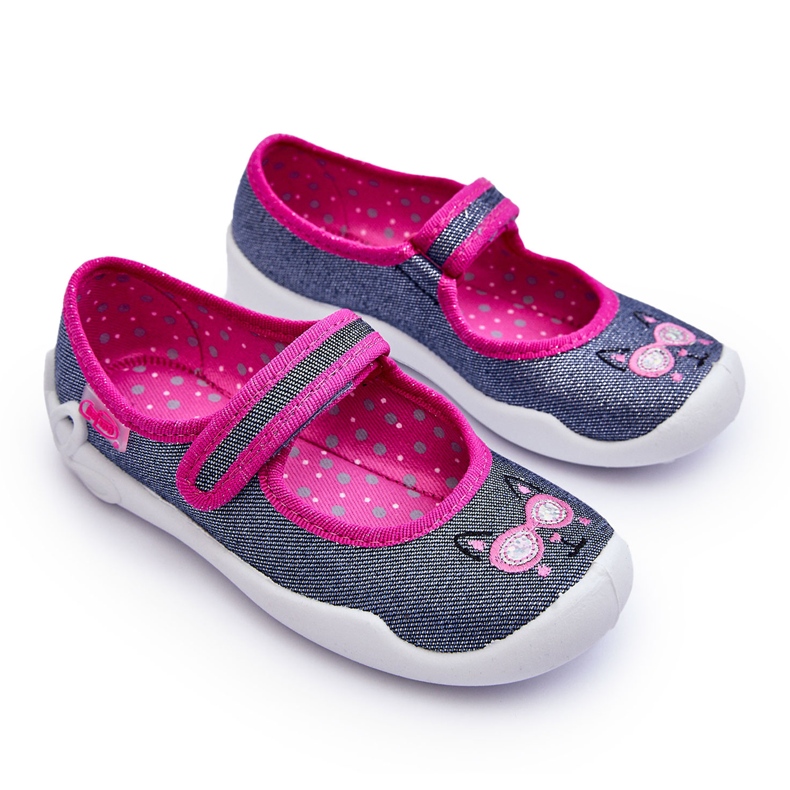 BEFADO S.A. Pantofole ballerina per bambini Shiny Befado 114X422 Blu navy e rosa