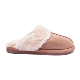 FB3 Pantofole beige da mignolo da donna con pelliccia