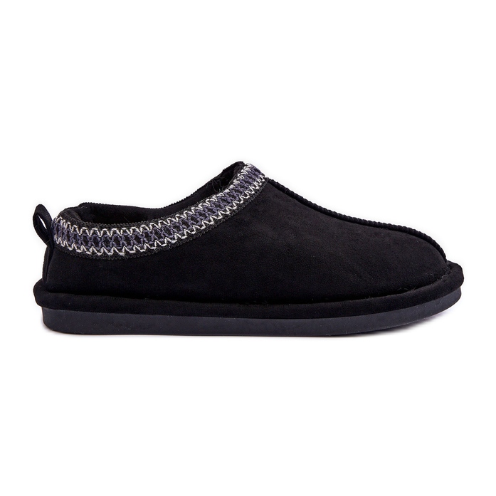 FB3 Pantofole Da Donna In Camoscio Con Pelliccia Nera Polinna nero