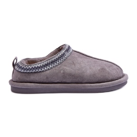 FB3 Pantofole Da Donna In Camoscio Con Pelliccia Grigia Polinna grigio