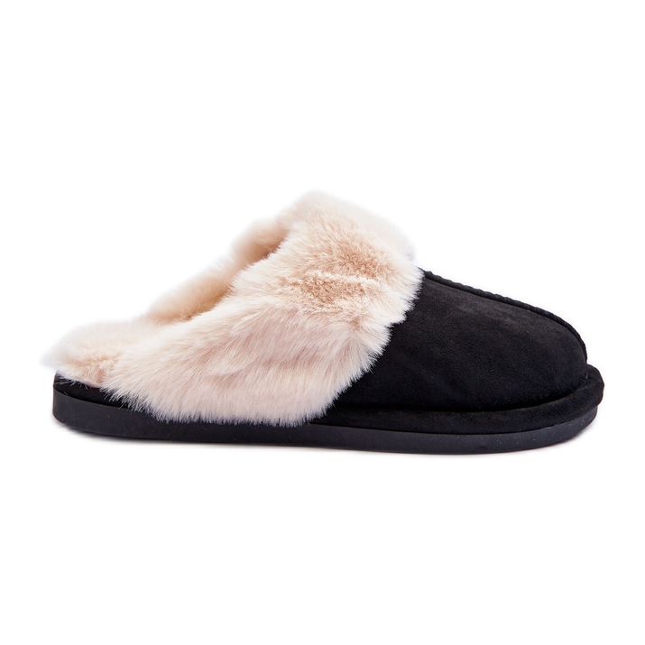 FB3 Ciabatte Infradito da Donna con Pelliccia Nero Pinky