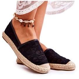 S.Barski Espadrillas classiche traforate da donna, nere nero