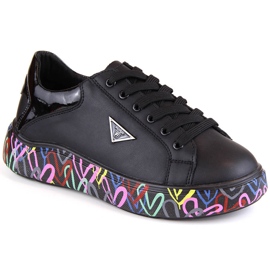 Scarpe da donna in pelle su plateau nero colorato Filippo DP4480