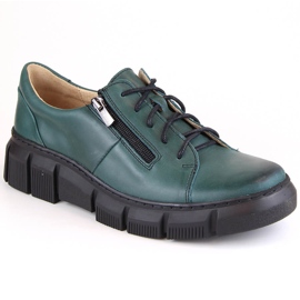 Comode scarpe da donna in pelle con plateau, verde Helios 413.56