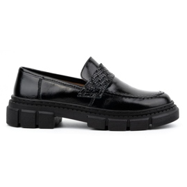 WASAK Scarpe slip-on da donna in pelle 0706, nere, con suola spessa nero
