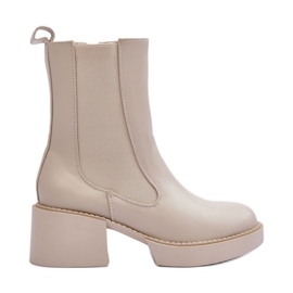Stivaletti Ironna Chelsea beige con tacchi altissimi