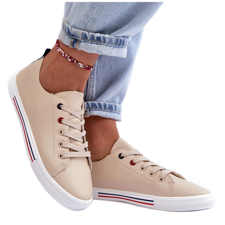 PE1 Scarpe Sportive in Pelle da Donna Beige Mosaia