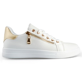 Scarpe sportive bianche con cerniera dorata bianco