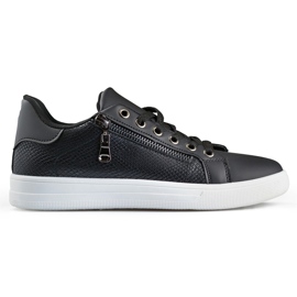 Scarpe sportive nere con cerniera decorativa nero
