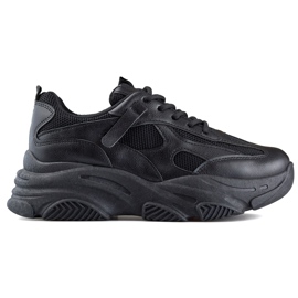 Sneakers nere da donna con suola spessa nero