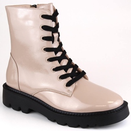 Stivali isolanti in pelle verniciata da donna, beige, Vinceza 58153