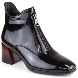 Stivali da donna in vernice con tacco alto e cerniera, colore nero Vinceza 58120