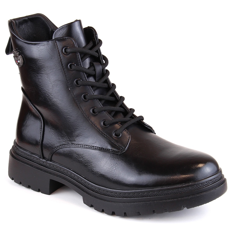 Stivali neri con lacci e cerniera da donna Potocki SZ12203 nero