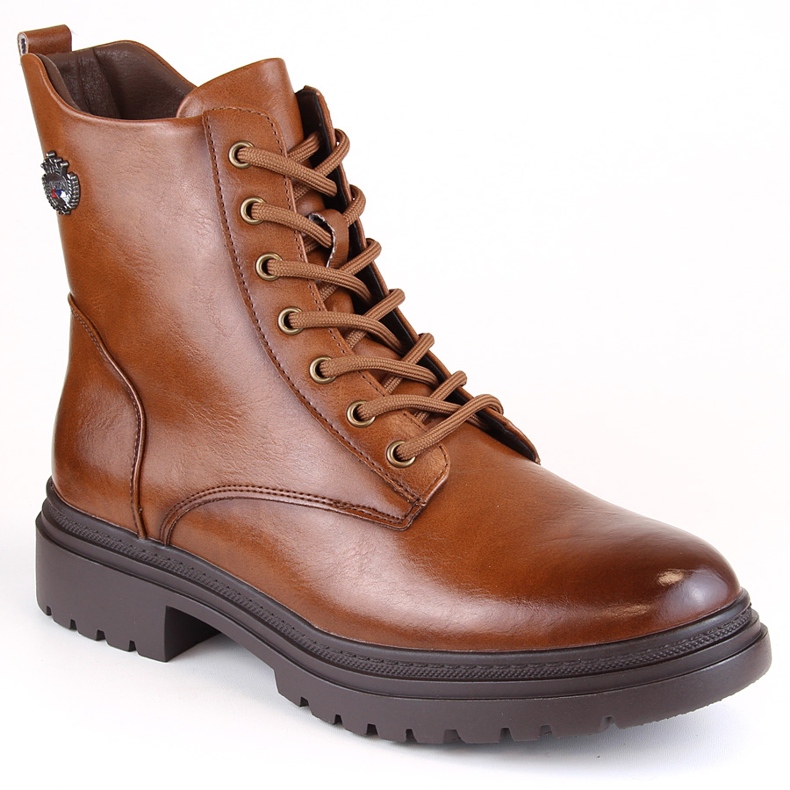 Stivali marroni con lacci e cerniera da donna Potocki SZ12203 marrone