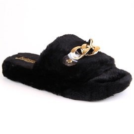 Pantofole da donna in peluche con catena, nere T.Sokolski KAP-158 nero