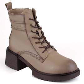 Stivaletti da donna in pelle con tacco alto e plateau T.Sokolski Z23-44 beige