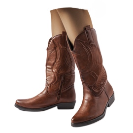 Stivali da cowboy marroni con motivo Olinda marrone