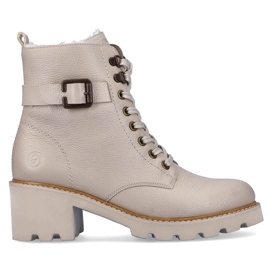 Stivali comodi in pelle con tacco alto isolanti, beige Remonte D0A74-60