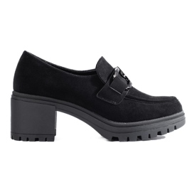 Scarpe con tacco in camoscio nero di Vinceza