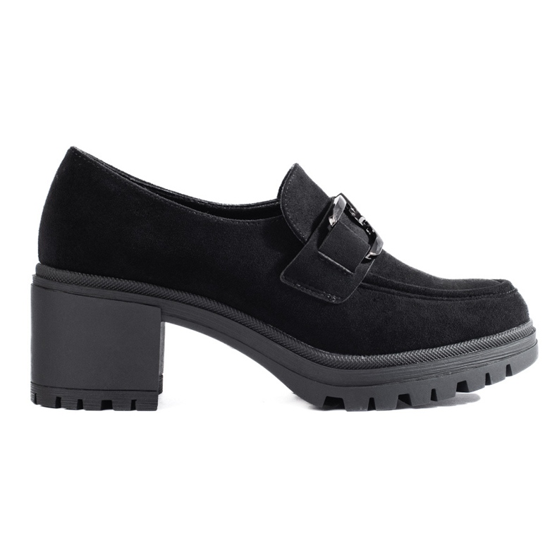 Scarpe con tacco in camoscio nero di Vinceza