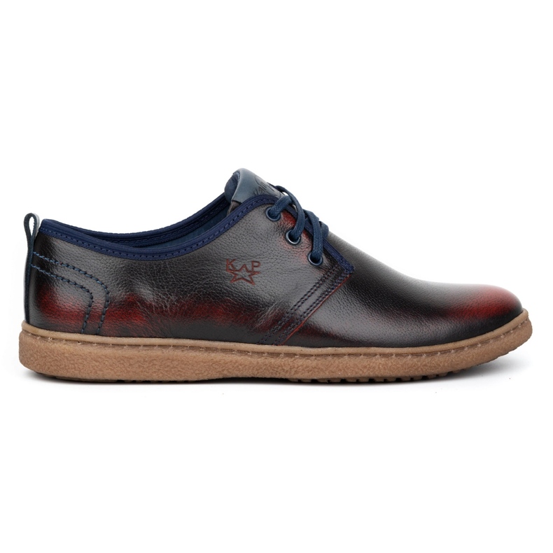 Kampol Scarpe casual in pelle da uomo 22KAM, bordeaux nero