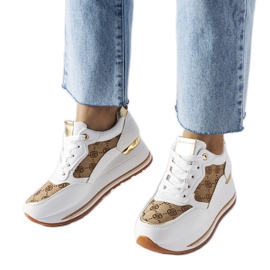 Inna Sneakers bianche con zeppa con stampa Rouxi bianco