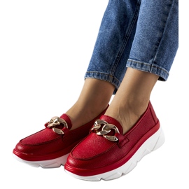 Mocassini rossi con catena Vinceza rosso