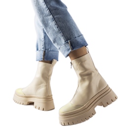 Stivaletti massicci beige con cerniera Bergamo