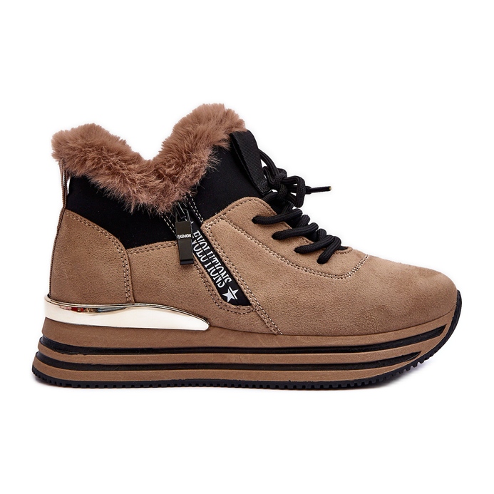 FB3 Scarpe Sportive Con Plateau E Pelliccia, Jamarie Beige Scuro