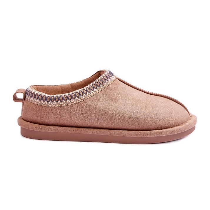 FB3 Pantofole Da Donna In Camoscio Con Pelliccia Beige Polinna