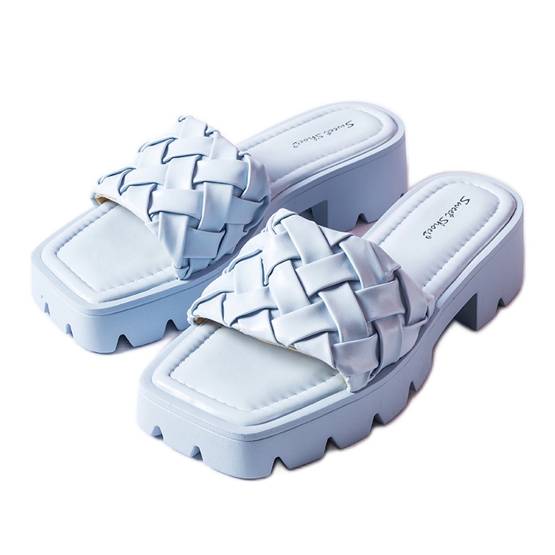 Infradito blu con suola trattore Lora