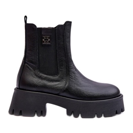 Lemar Stivaletti Chelsea in pelle su plateau massiccio, Black Lisencca nero
